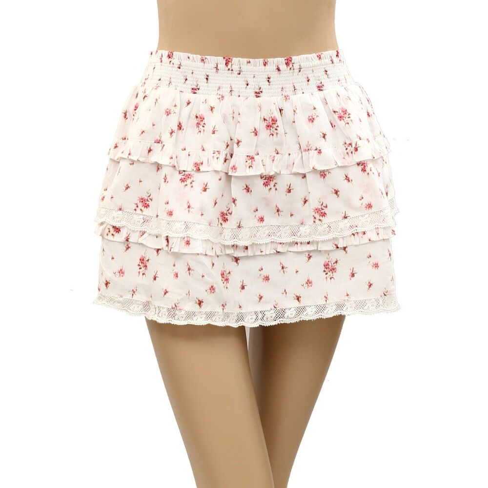 Loveshackfancy Ruffle Floral Printed Girls Mini Skirt Cotton 12 Years 287850